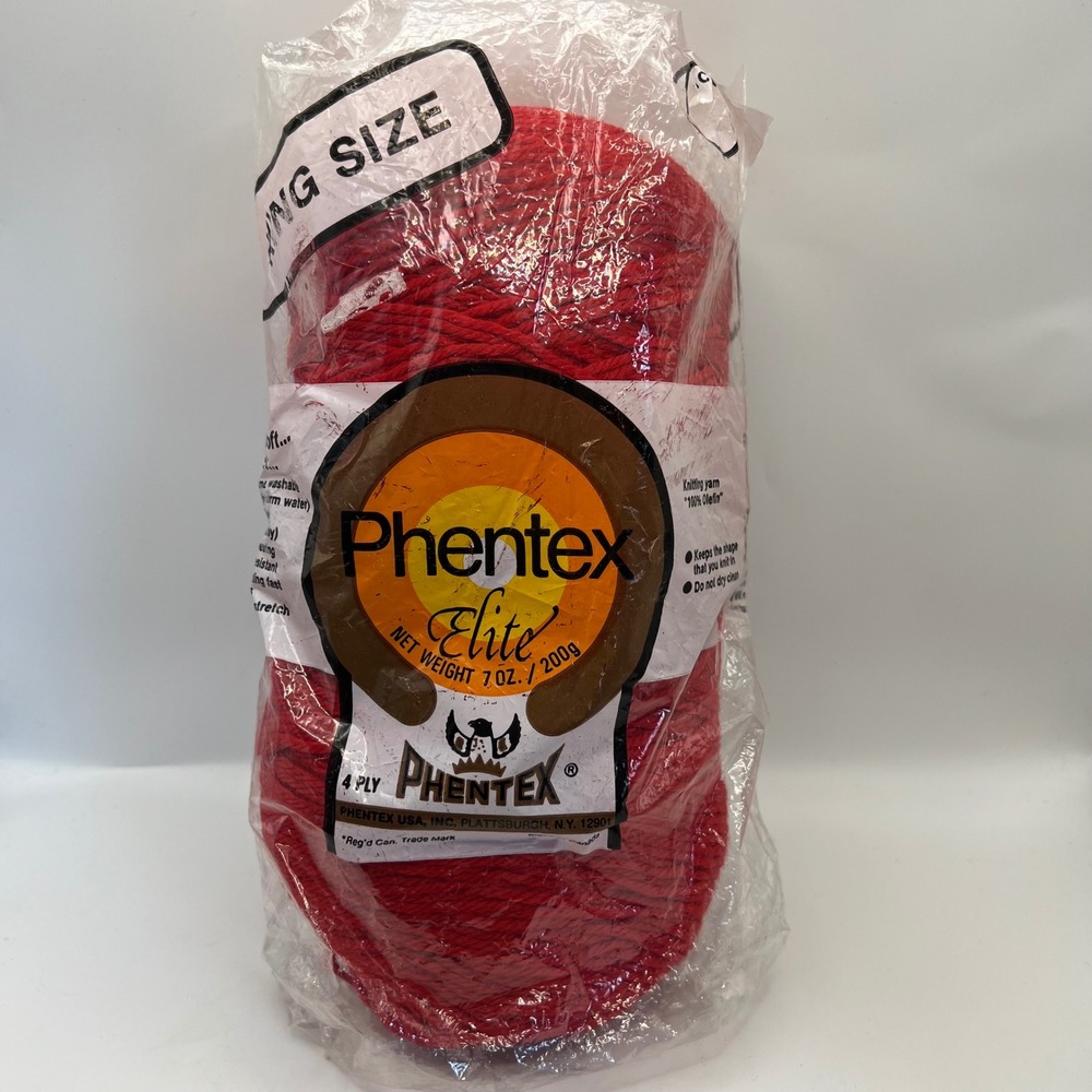 Vintage Phentex Elite Red Yarn Sealed in Package 4 ply 7 oz craftcore diy NOS